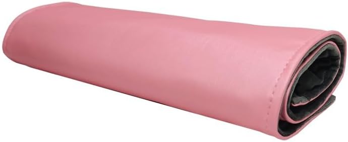Portable Jewelry Roll Untangled Secure Necklace Travel Storage Bag Displays Holder 16 Chain (Pink PU and gray velvet)