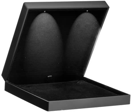 Allure - Large Necklace Box With LED Light, Square Shaped, Elegant Diamond Necklace Case, For Unique Proposal, Engagement Or Wedding, Luxury Black Velvet Interior Jewelry Display Gift Box