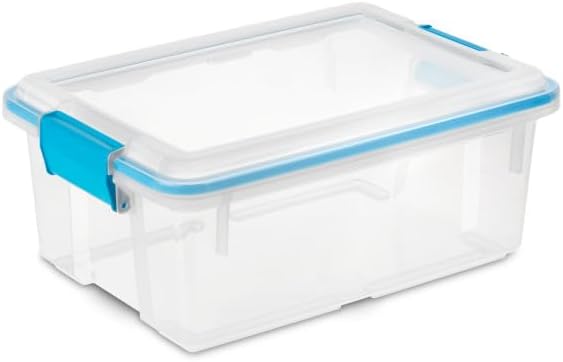 Sterilite 24-Pack Gasket Box, Weather-Resistant Storage Bins with Latching Lids, 12 Quart - Heavy-Duty Organizing Containers for Closet, Bathroom, and Office