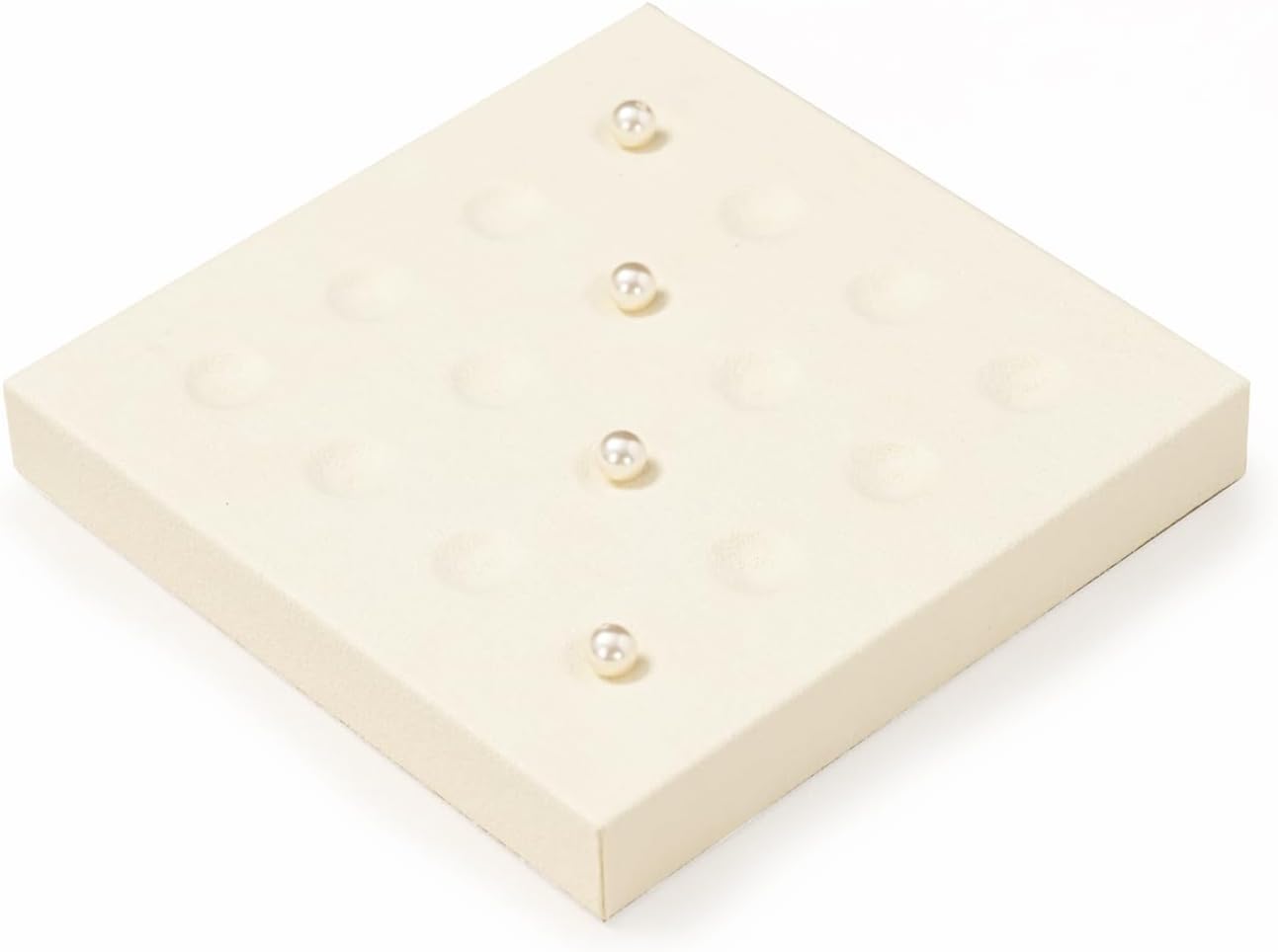 Oirlv Microfiber Diamonds Gemstones Jewelry Display Organize Tray Crystal Beads Holder for Stones Display Organizer Showcase(Beige)