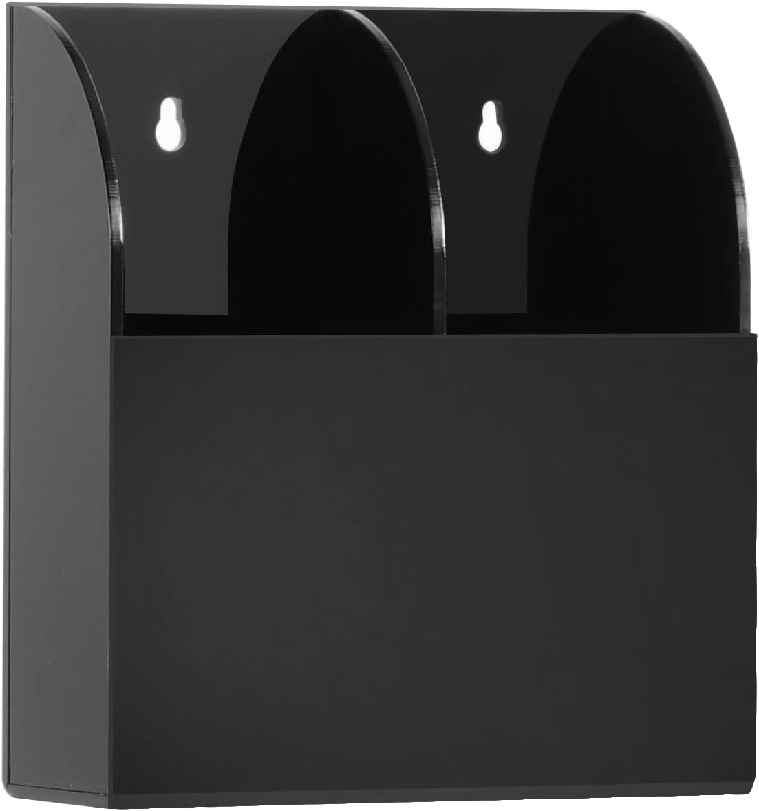 Yeeco Acrylic Remote Control Holder Wall Mount 2 Compartments, Black Remote Holder Wall Mount, 5.3’’×1.6’’×5.6’’ Wall Pen Holder, Pen Holder for Wall, Remote Control, Pens, Makeup, Key