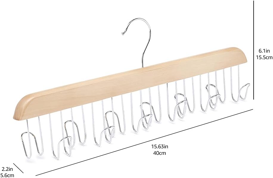 Amazon Basics Wooden Belt Hanger - Natural, 2-Pack