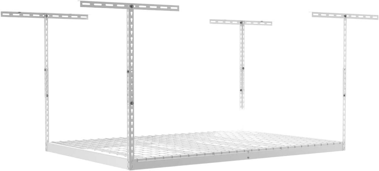 SafeRacks 4x6 Overhead Garage Storage Rack - Heavy Duty Steel Ceiling Mount Storage Shelves with 500 lb Capacity - Adjustable, Garage Overhead Storage, 18"-33" 2 Pack