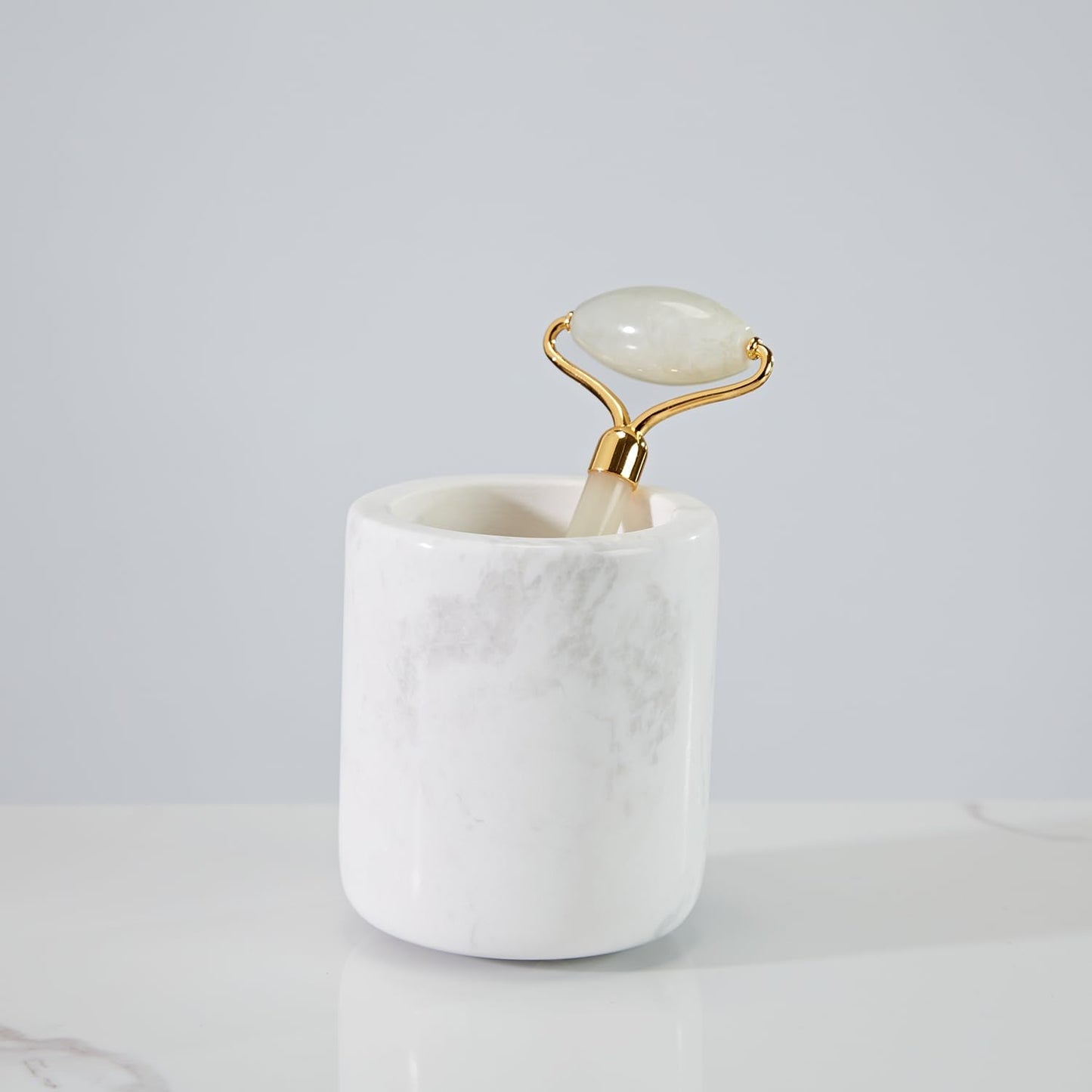 Natural White Marble Toothbrush Holder for Bathroom, Mordern Organic White Marble Toothbrush Cup, Luxury Texture Razor Holder, Razor Organizer for Dressing Table, Countertop, Hotel
