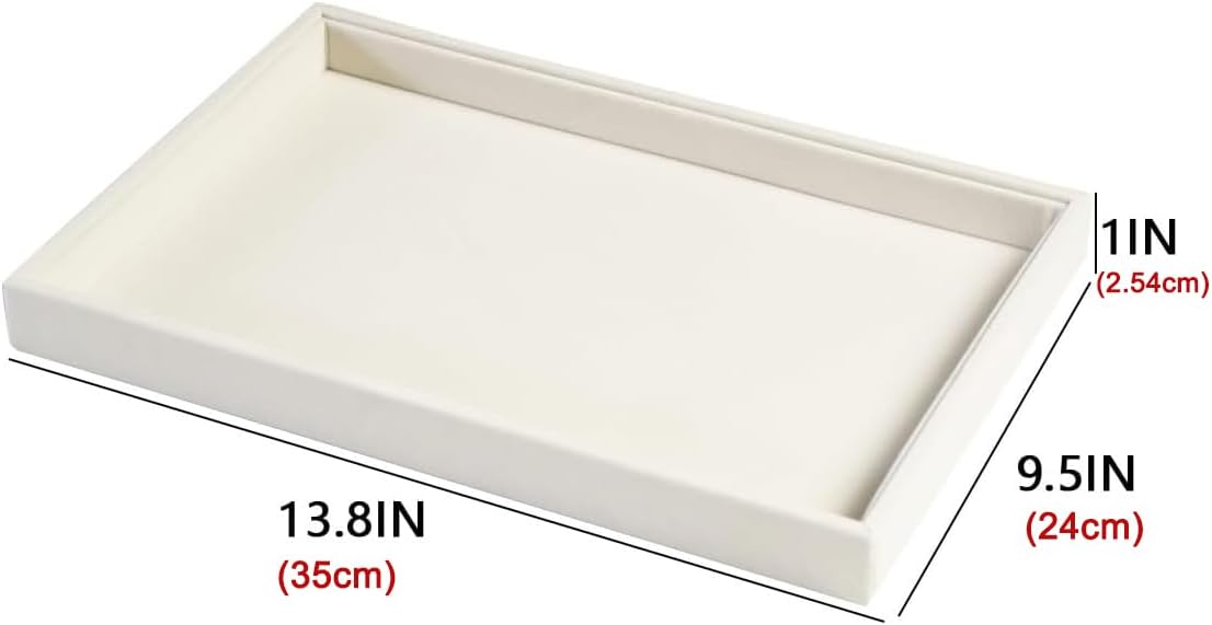 2pcs/Set Velvet Jewelry Tray, Grids Large Storage Tray for Bracelet Bangle Beads Display, Jewellery Organizer Box Tray for Home Drawer or Shop Store Selling Show (Beige Velvet)