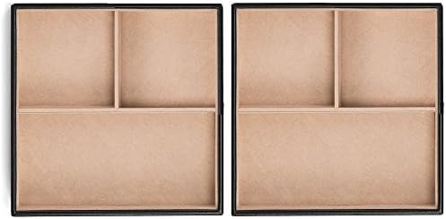 Glenor Co Jewelry Organizer Tray - Set of 2 - Stackable 6 Slots Jewelry Storage Trays - Display on Dresser or Drawer - Compatible with Other Trays - Black
