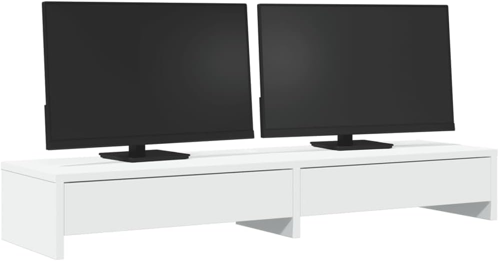 YAFF Monitor Stand with Drawers White 39.4x10.6x5.9 Engineered Wood,Electronics,Electronics Accessories,Computer Accessories,Computer Risers & Stands,854670