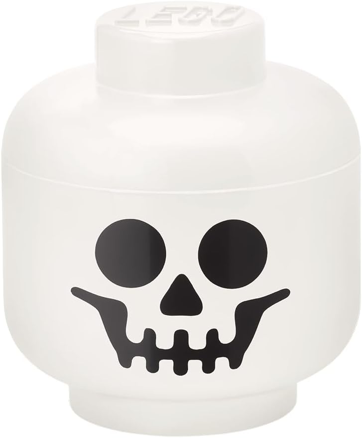 Room Copenhagen, LEGO Storage Heads Stackable Storage Container - Buildable Organizational Bins for Kid’s Toys and Accessories - 9.45 x 9.45 x 10.67in - Large, Skeleton, Holds 500 Bricks