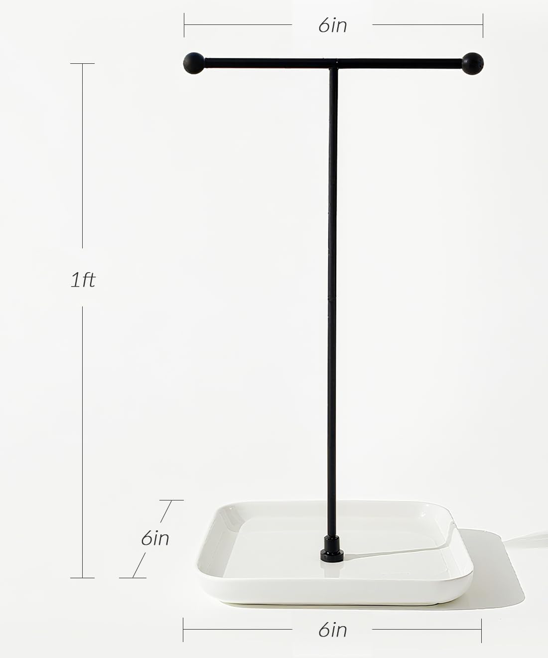 VROOMIUM Necklace Holder- Ceramic Base 1ft Height Jewelry Organizer Stand, Aesthetic Jewelry Hanger Display for Necklaces, Bracelets, Rings, Exhibidor de Collares-Minimalist White