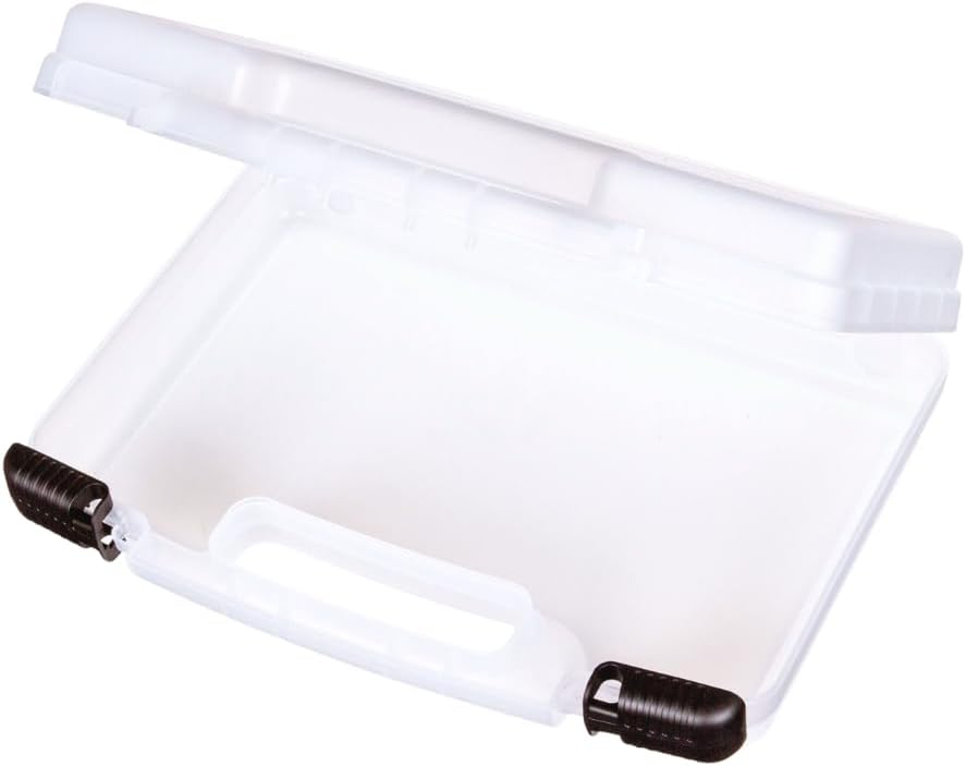 ArtBin 8014AB 14 Inch Quick View Carrying Case - 14 in. x 3.375 in. x 10.25 in., Lockable Art and Craft Supply Storage with Latches and Handles, Portable, Clear