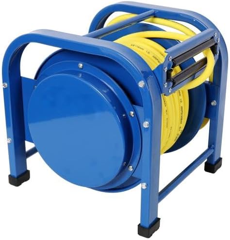 【LuckyNote】Retractable Air Hose Reel, 3/8" x 100 Feet, 300 PSI, Spring-Driven Steel, Heavy Duty Industrial, Hybrid hose, Portable and Durable