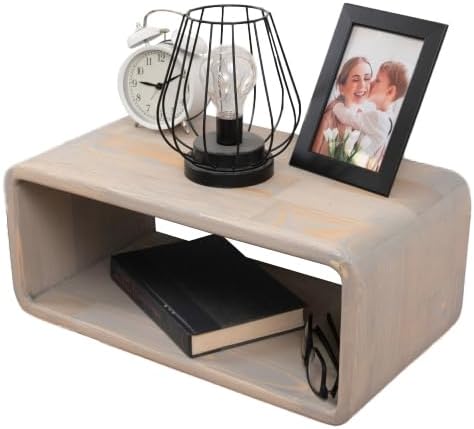 Floating Nightstand Wooden, Bedside Table, Nightstand Shelf, Handmade, Wall Mounted Bedside Shelf, Minimalist and Unique Style (Lizbon)