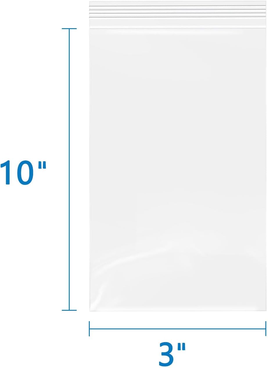 iMailer - 3" x 10" 500 Pack- 2 Mil Resealable Zip Bags- Small Clear Plastic Bags for Storage, Organizing, Crafts, Snacks, Jewelry, Hardware