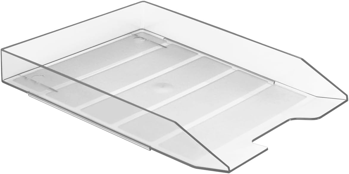 Acrimet Stackable Letter Tray Front Load, Letter Size, Plastic, Clear Crystal Color, 1 Unit