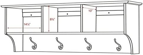 Prepac 48" Contemporary Wall Mounted Coat Rack, Coat Hooks Wall Mount with 3 Shelves, Ideal for Hallway or Entryway Storage Solution, 11.5"D x 48"W x 14.25"H, White