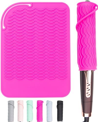 Heysam Pro Flat Iron Hair Straightener Travel Case Heat Mat for Curling Iron, Heat Resistant Silicone Mat for Hot Hair Styling Tools, 9.0 x 6.5 inches, 450°F Protection, Multiple Colors