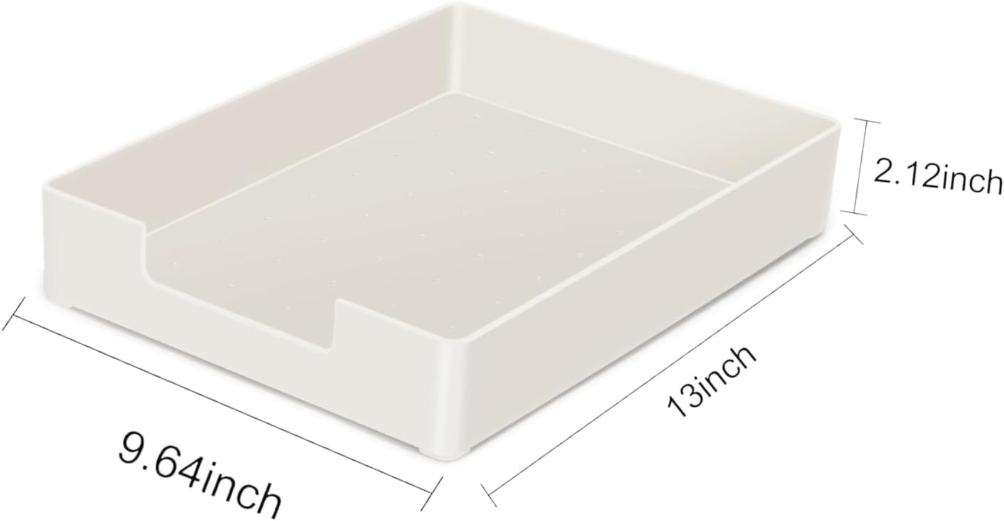 Desk Letter Tray, 2 PCS A4 Size Plastic Stackable File Document Organizer, Office Desktop File Paper Holder, Anti-Skid Stacking Support for Office Supplies (2X White)