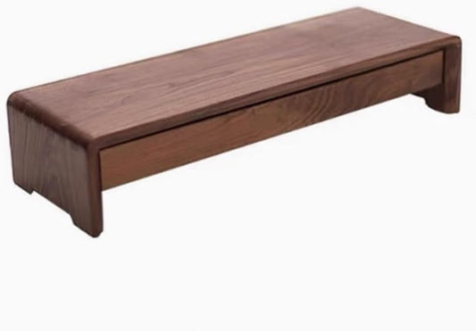 Solid Wood Monitor Stand for Saving Space, Monitor Riser with Storage, 2 Tier Computer Stand with Drawer, Multifunctional Desk Organizer for Home, Office(60cm-23.6in)