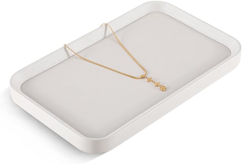 Jewelry Display, Leather Valet Tray,Luxury Jewelry Drawer Organizer,Premium Flat Tray,White Jewelry Tray