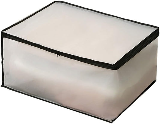 Moisture Proof Quilt Storage Bag - Translucent Visible Clothing Storage Box, Humidity Resistant Blanket Container for Seasonal Under Bed Closet Clothes Organization(L)