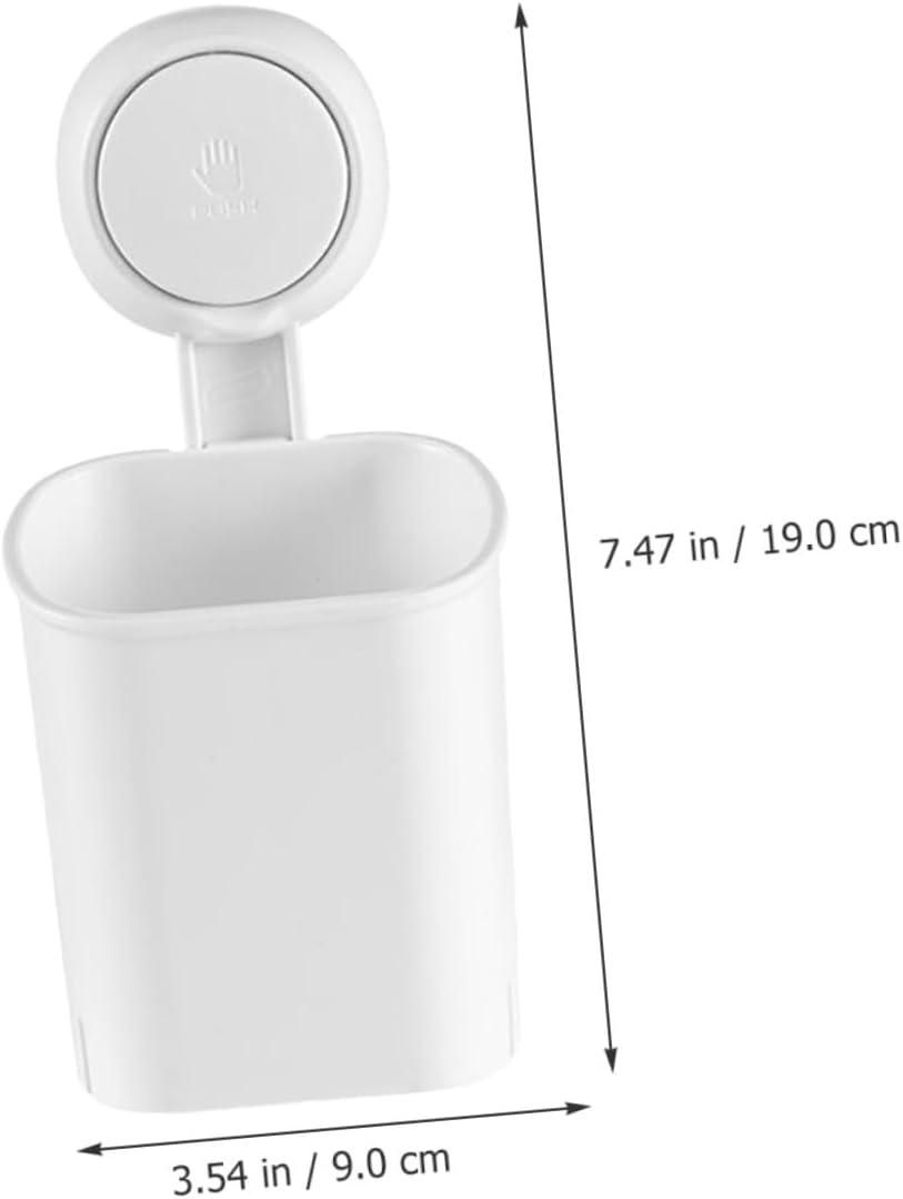 Strong Suction Toothbrush Holder Wall Mount No Drilling Bathroom Organizer with Ventilated Storage Shelf for Toothbrush Razor Makeup White