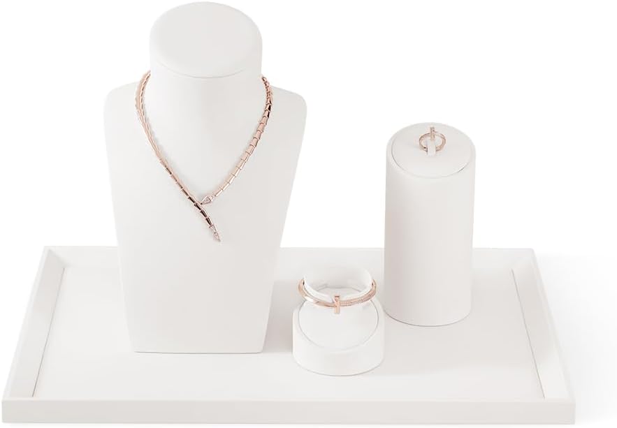 Jewelry Trays, Leather Tray, Luxury White Jewelry Organizer Tray For Necklace,Earring,Ring,Flat Jewelry Organizer For Dresser