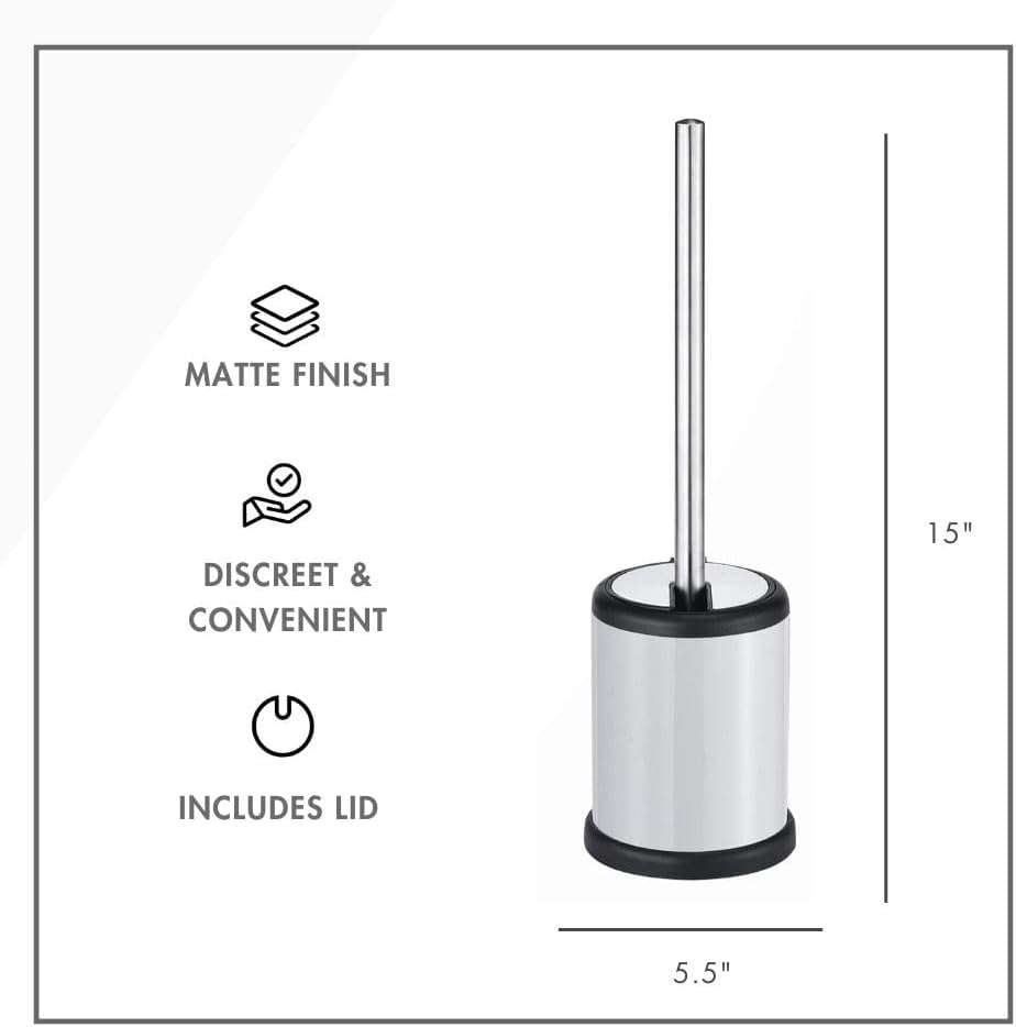 ToiletTree Products Toilet Brush with Lid (White 2 Pack)