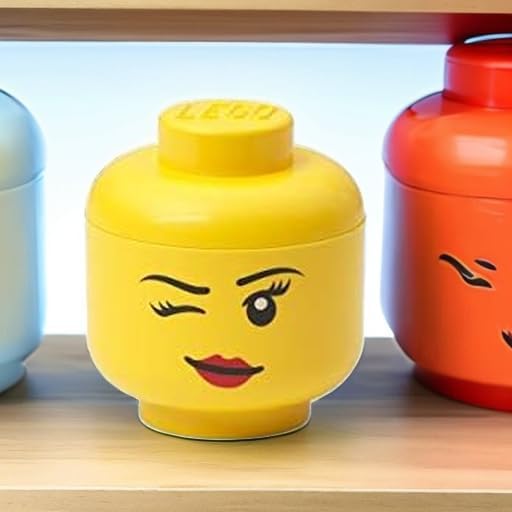 Room Copenhagen, Lego Storage Heads Stackable Storage Container - Buildable Organizational Bins for Kid’s Toys and Accessories - 4.02 x 4.02 x 4.53in - Mini, Winky, Holds 100 Bricks