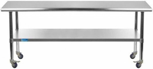 AmGood 60" Long x 36" Deep Stainless Steel Table with Casters