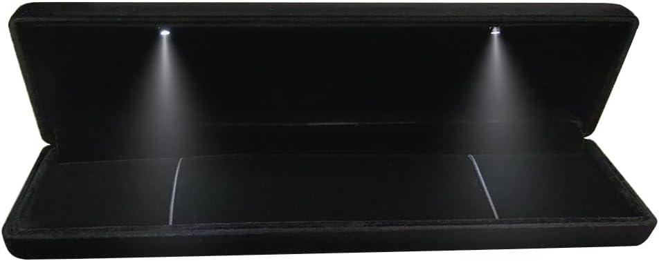 GBYAN Velvet Chain Necklace Box with LED Light, Long Bracelet Storage Case, Jewelry Display Gift Box for Engagement, Anniversary,Wedding and Birthday,Black