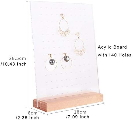 GemeShou Beech earring display for selling jewelry, wooden earring holder for studs display, small jewelry studs display board for show【Wood stand with acrylic board-Beech】