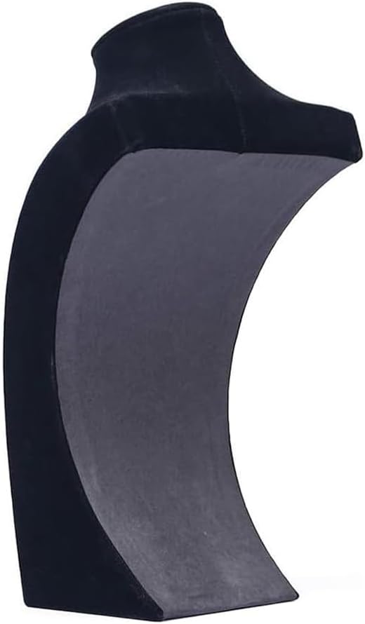 Necklace Bust Stand for Selling, Black Velvet Necklace Display Holder, Jewelry Necklace Organizer Rack for Home Use or Shop Show (13" Height)