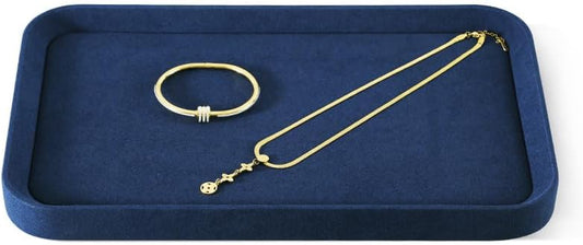 Jewelry Display, Microfiber Valet Tray,Luxury Jewelry Drawer Organizer,Premium Flat Tray,Blue Jewelry Tray