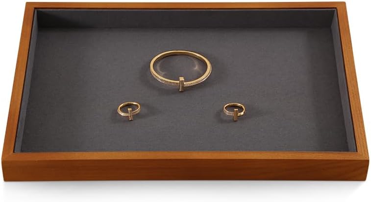 Jewelry Trays, Wood Nightstand Tray,Luxury Jewelry Organizer Drawer,Grey Flat Jewelry Display For Vendors,Ring,Bangle,Watch,Necklace