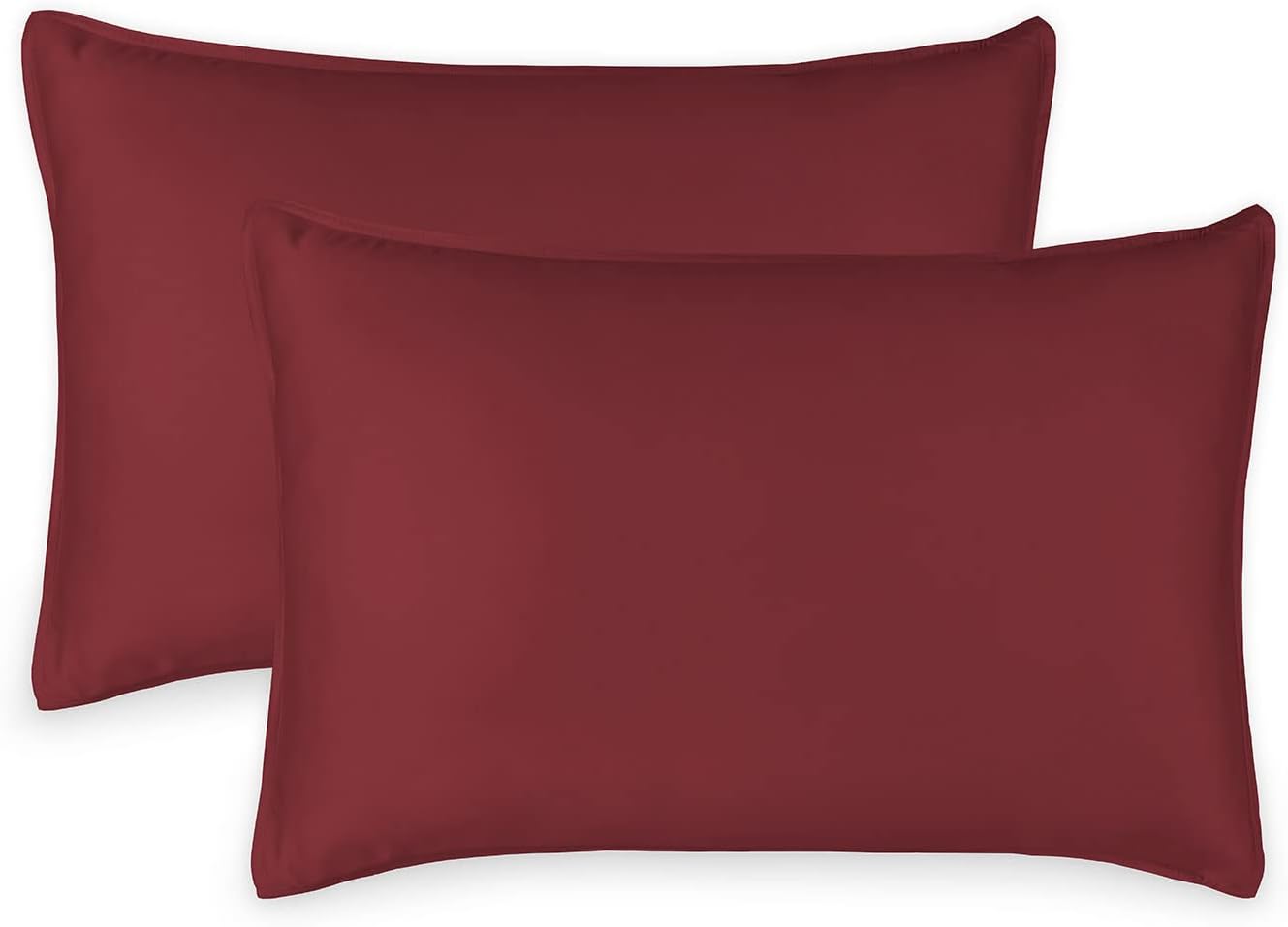 Queen Pillowcases by Pure Bamboo, Genuine 100% Organic Viscose Derived from Bamboo, Luxuriously Soft & Cooling, Double Stitching, Envelope Closure (2 Queen Pillowcases, Merlot)
