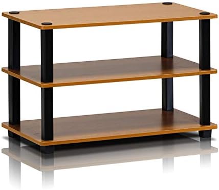 Furinno Turn-S-Tube 3-Tier Shoe Rack, Light Cherry/Black