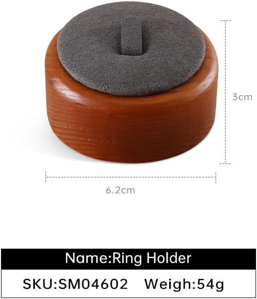 Ring Display, Premium Wooden Stand, Grey Jewelry Holder for Vendor