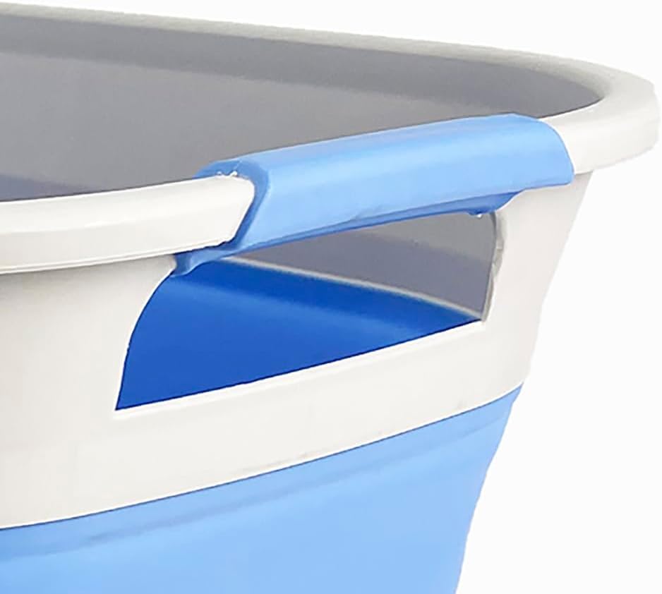 SAMMART 40L (10.5 Gallon) Collapsible Plastic Laundry Basket - Foldable Pop Up Storage Container/Organizer - Portable Laundry Hamper - Space Saving (1, Grey/Little Boy Blue)