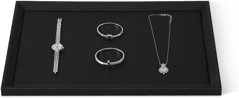 Stackable Jewelry Trays, Leather Tray,Premium Black Jewelry Flat Trays for Jewelry Store Display
