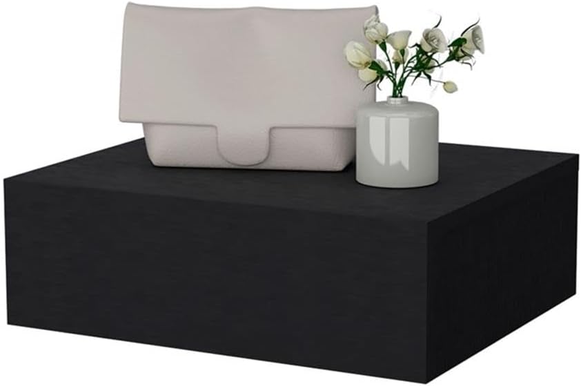 Vienna 1-Drawer Manufactured Wood Floating Nightstand, Black