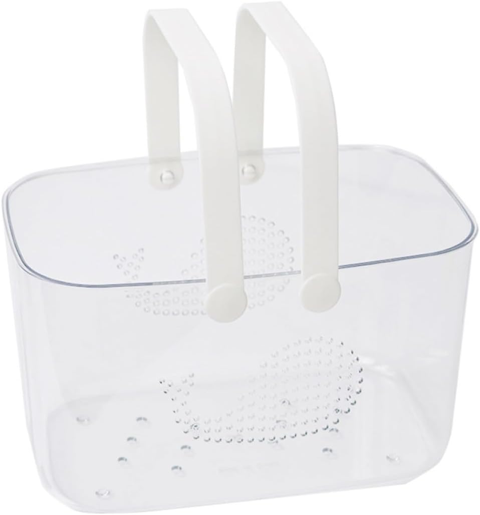 Ergonomic Handle Plastic Storage Basket Bathroom Organizer with Drainage Design Large Capacity Portable Caddy for Household Toiletries and Cleaning Supplies