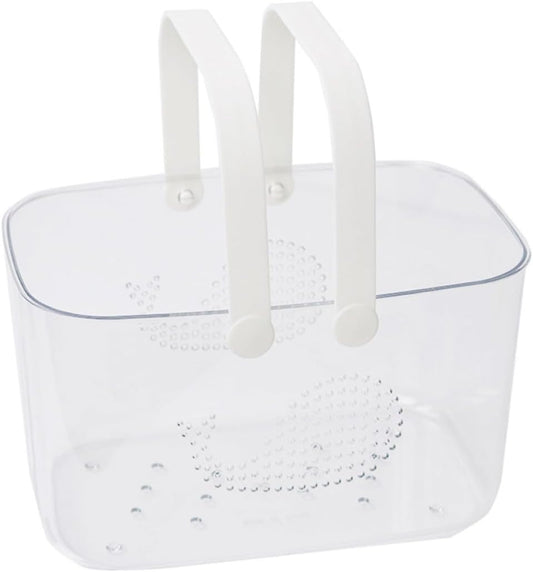 Ergonomic Handle Plastic Storage Basket Bathroom Organizer with Drainage Design Large Capacity Portable Caddy for Household Toiletries and Cleaning Supplies