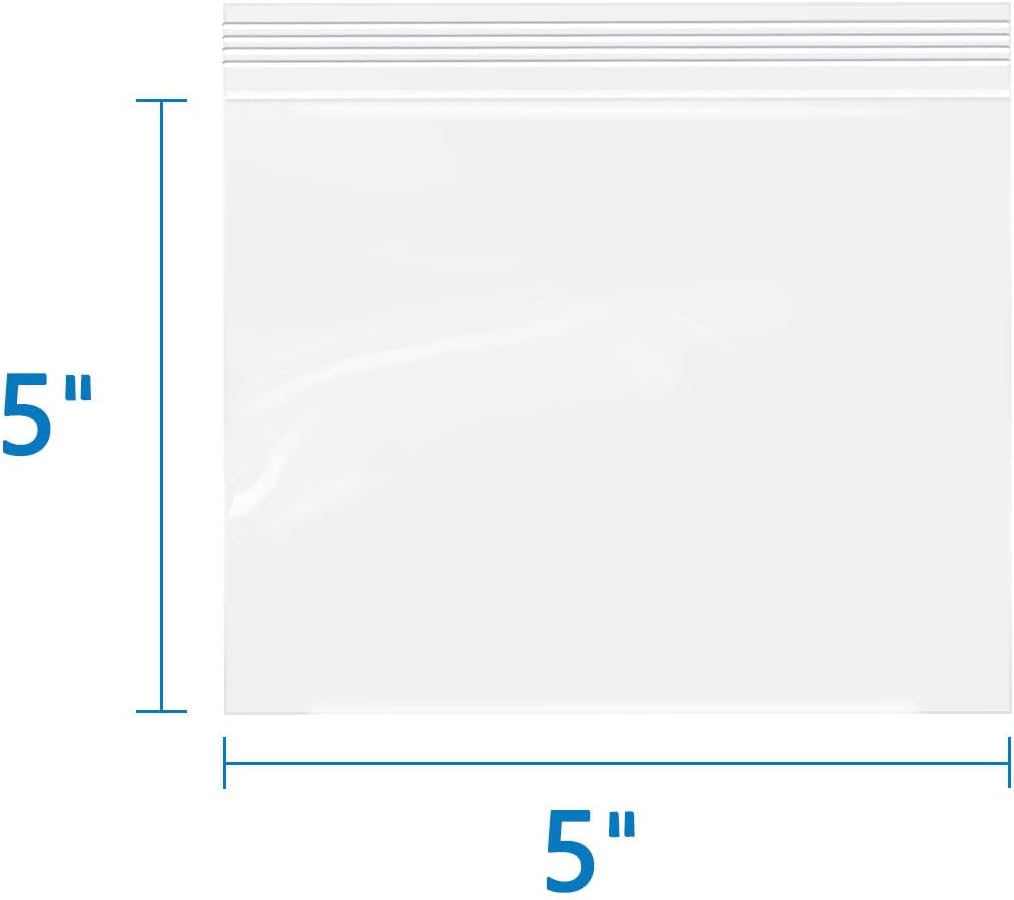 iMailer - 5" x 5" 500 Pack- 2 Mil Resealable Zip Bags- Small Clear Plastic Bags for Storage, Organizing, Crafts, Snacks, Jewelry, Hardware