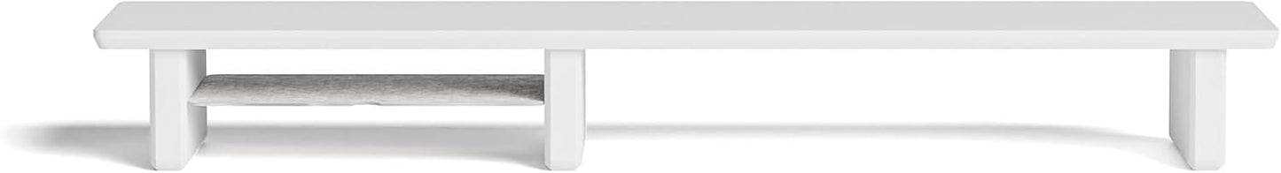 Raico Desk Cockpit Shelf Monitor Stand System Dual Screen Setup Wood Large Desk Accessory Organizer Unit (Matte White, Medium v2 | 36 Inches)