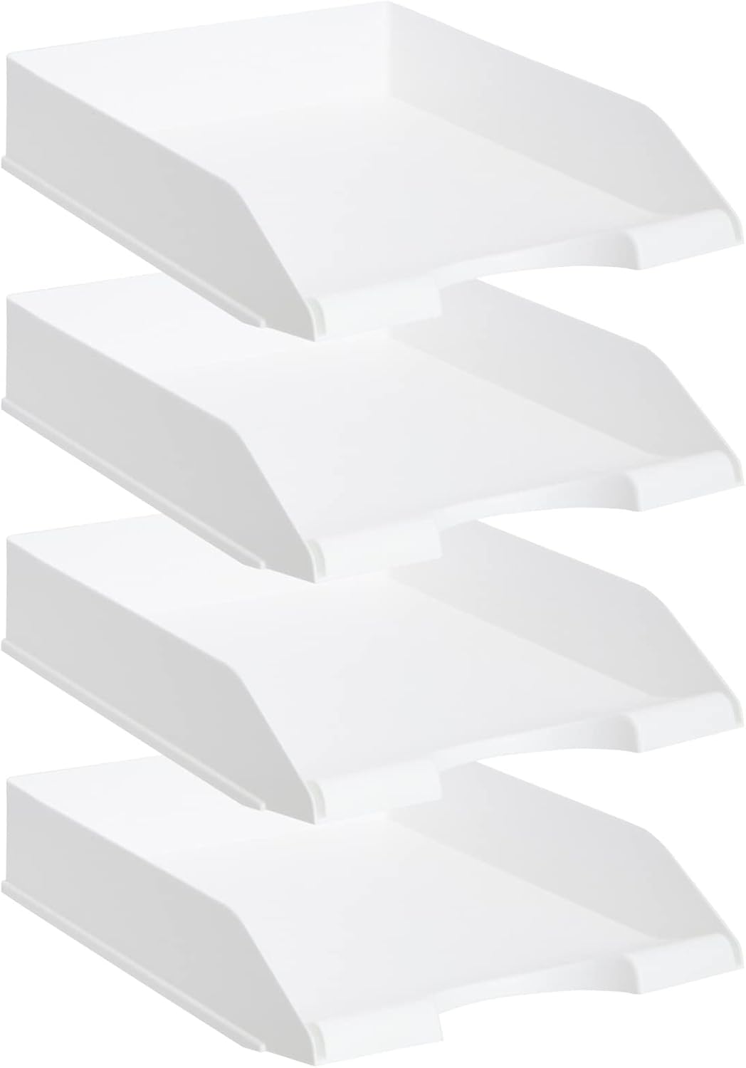 Stockroom Plus Rectangular Letter Trays - Paper Trays for Classroom - Desktop Paper Organizer & File Holder - Document Organizer for Desk Storage - Pack of 4, White, 10 x 13.5 x 2.5 in