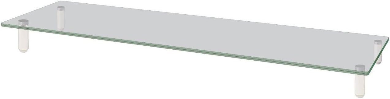 Kantek Extra-Wide Glass Monitor Riser with 8mm Tempered Glass Platform and 60-Pound Capacity, Clear Glass (MS380), 3.3" x 39.4" x 10.2"