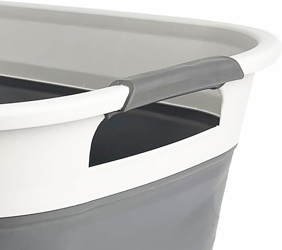 SAMMART 40L (10.5 Gallon) Collapsible Plastic Laundry Basket - Foldable Pop Up Storage Container/Organizer - Portable Laundry Hamper - Space Saving (1, Grey/Steel Grey)