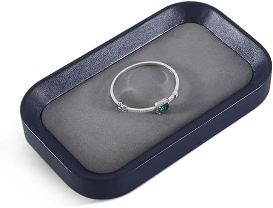 Ring Display Tray, Leather Earring Organizer,Luxury Key Tray,Premium Decorative Tray,Blue-Grey Jewelry Dish