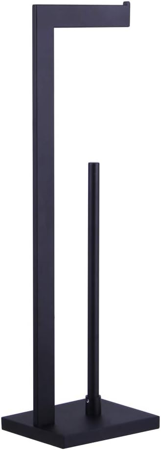 Matte Black Toilet Paper Holder Stand Toilet Paper Roll Holder with Shelf Reserve Free Standing Portable Tissue Storage Organization