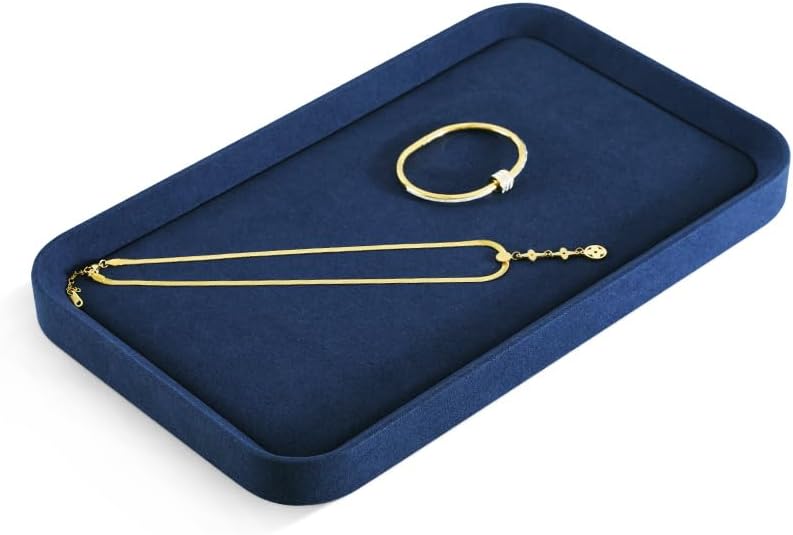 Jewelry Display, Microfiber Valet Tray,Luxury Jewelry Drawer Organizer,Premium Flat Tray,Blue Jewelry Tray